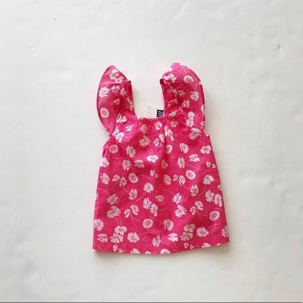 Baby Gap NWT pink floral flutter sleeve top 18-24m